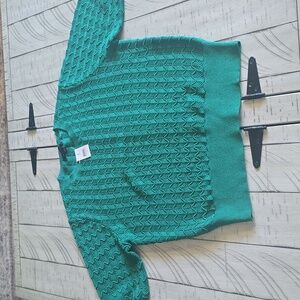 Ann Taylor Teal Textured Crew Neck Sweater
